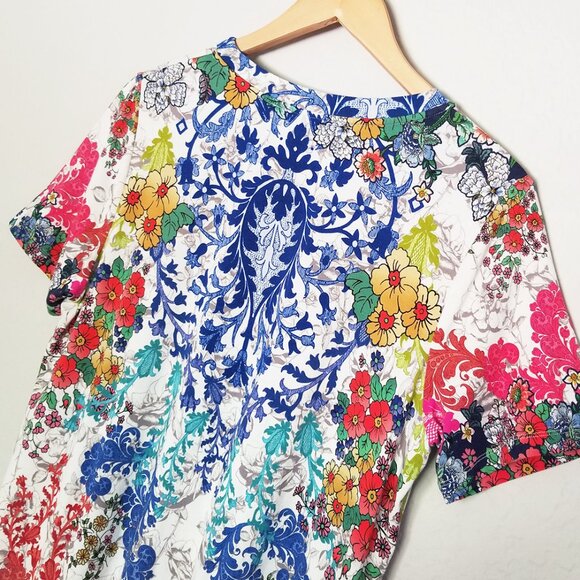 Johnny Was Shellinay Favorite Short Sleeves Crew Swing Tee Top L Bamboo $120 - Picture 9 of 16